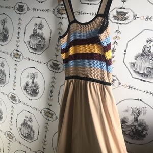 Zara crochet top sundress.size L. Taupe/black